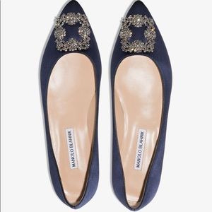 Manolo Blahnik Diamond Satin Ballet Flats